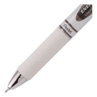 EnerGel Pearl Gel Pen, Retractable, Medium 0.7 mm, Black Ink, White/Black Barrel, 3/Pack