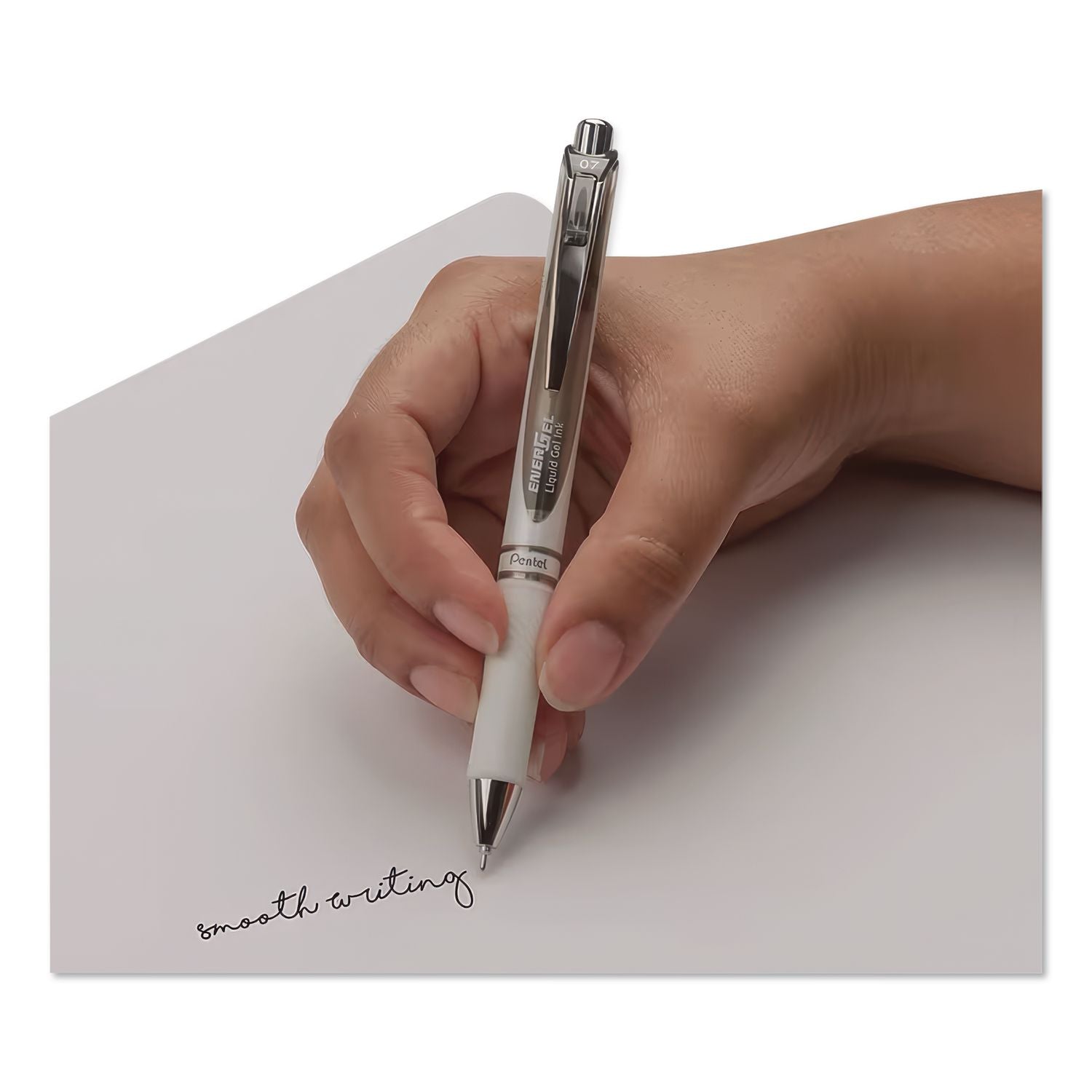 EnerGel Pearl Gel Pen, Retractable, Medium 0.7 mm, Black Ink, White/Black Barrel, 3/Pack