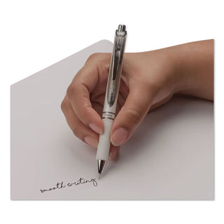 EnerGel Pearl Gel Pen, Retractable, Medium 0.7 mm, Black Ink, White/Black Barrel, 3/Pack