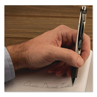 EnerGel RTX Gel Pen, Retractable, Extra-Fine 0.3 mm, Black Ink, Black/Silver Barrel, Dozen