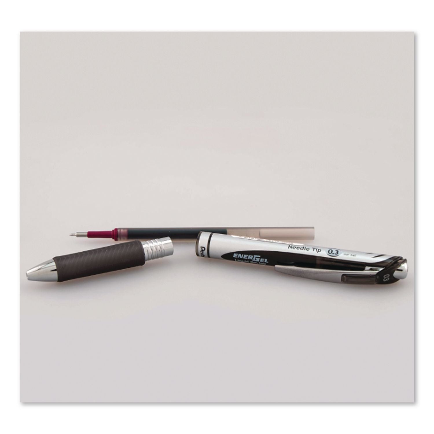 EnerGel RTX Gel Pen, Retractable, Extra-Fine 0.3 mm, Black Ink, Black/Silver Barrel, Dozen