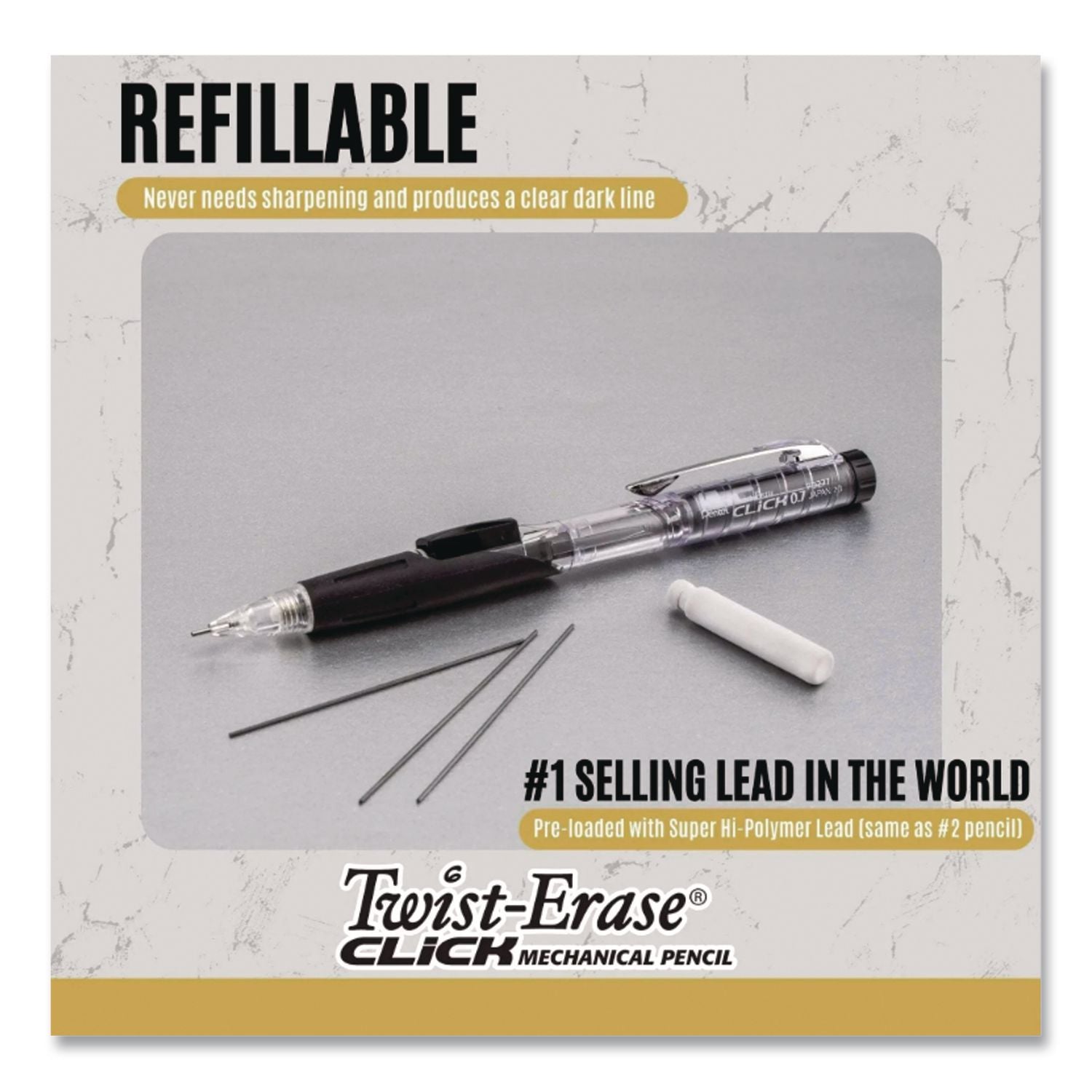 Twist-Erase CLICK Mechanical Pencil, 0.7 mm, HB (#2), Black Lead, Assorted Barrel Colors, 6/Pack
