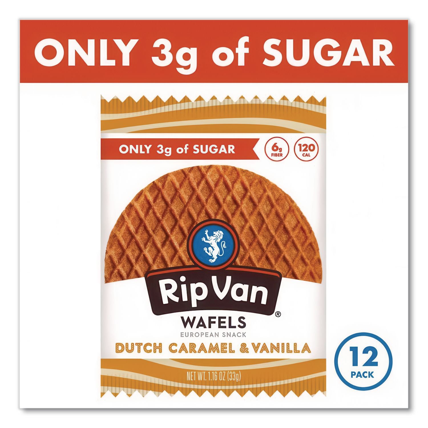 Wafels - Single Serve, Dutch Caramel and Vanilla, 1.16 oz Pack, 12/Box