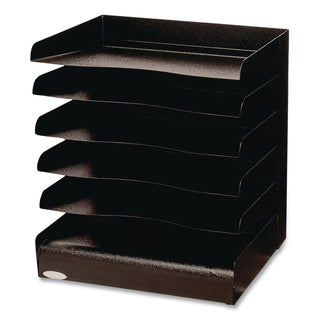 Safco Slanted Shelves Steel Desk Tray Sorter - 5 Tier(s)Desktop - Durable - Powder Coated - Black - Steel - 1 Each