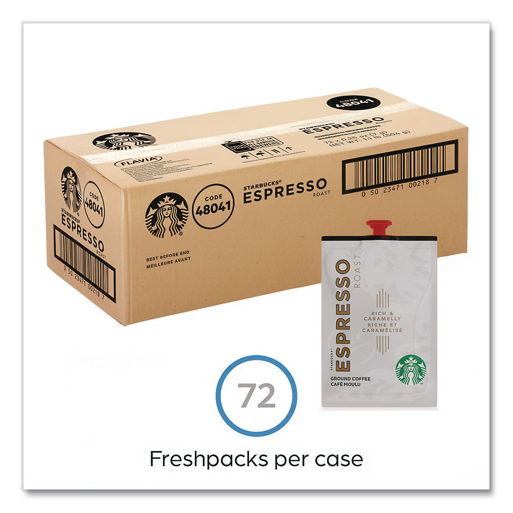 FLAVIA Coffee Freshpacks, Espresso Dark Roast, 0.25 oz Freshpack, 72/Carton