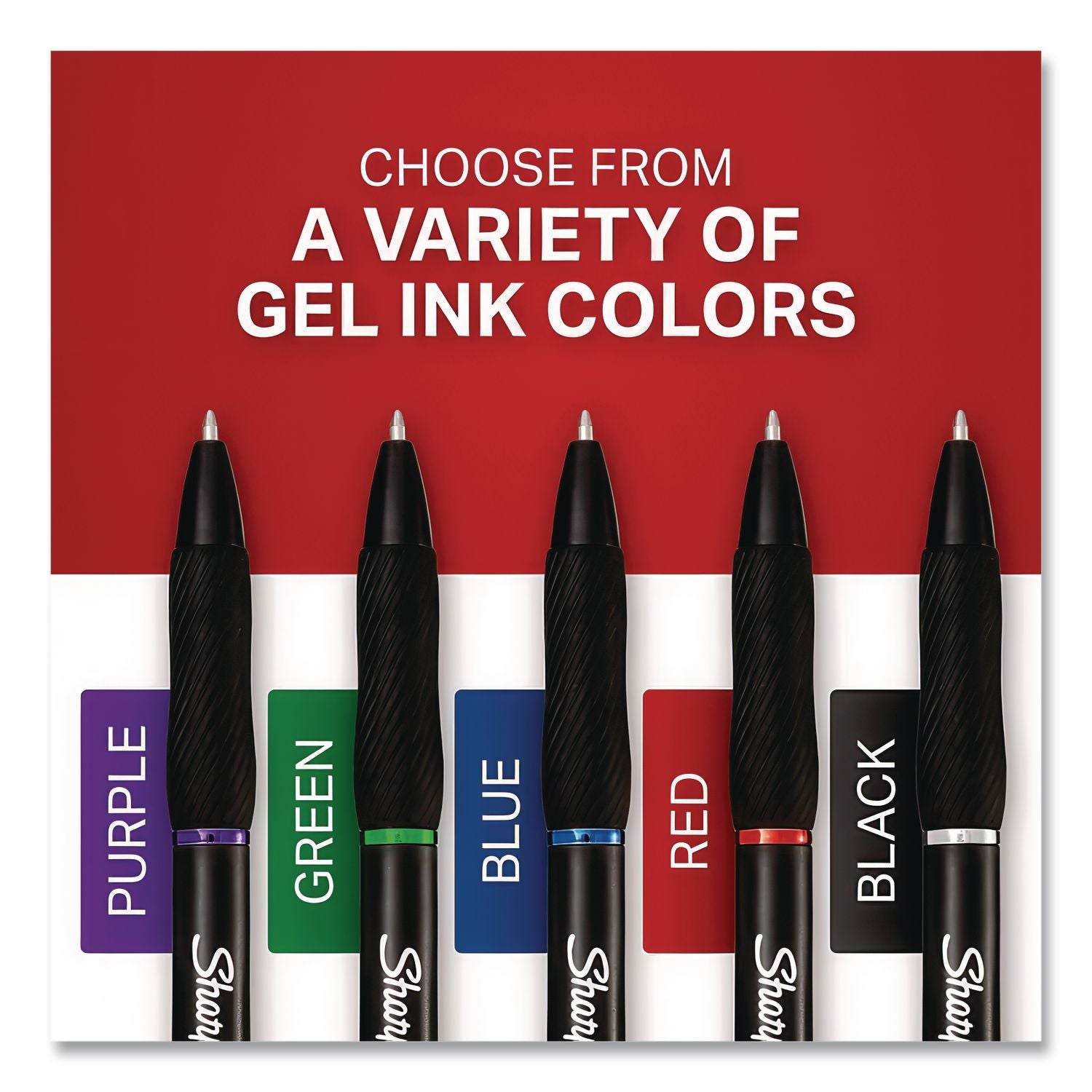S-Gel High-Performance Gel Pen, Retractable, Fine 0.5 mm, Assorted Ink Colors, Black Barrel, 4/Pack