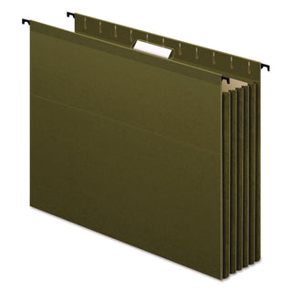 SureHook Hanging Pocket File, Legal Size, 1/5-Cut Tabs, Standard Green, 4/Pack