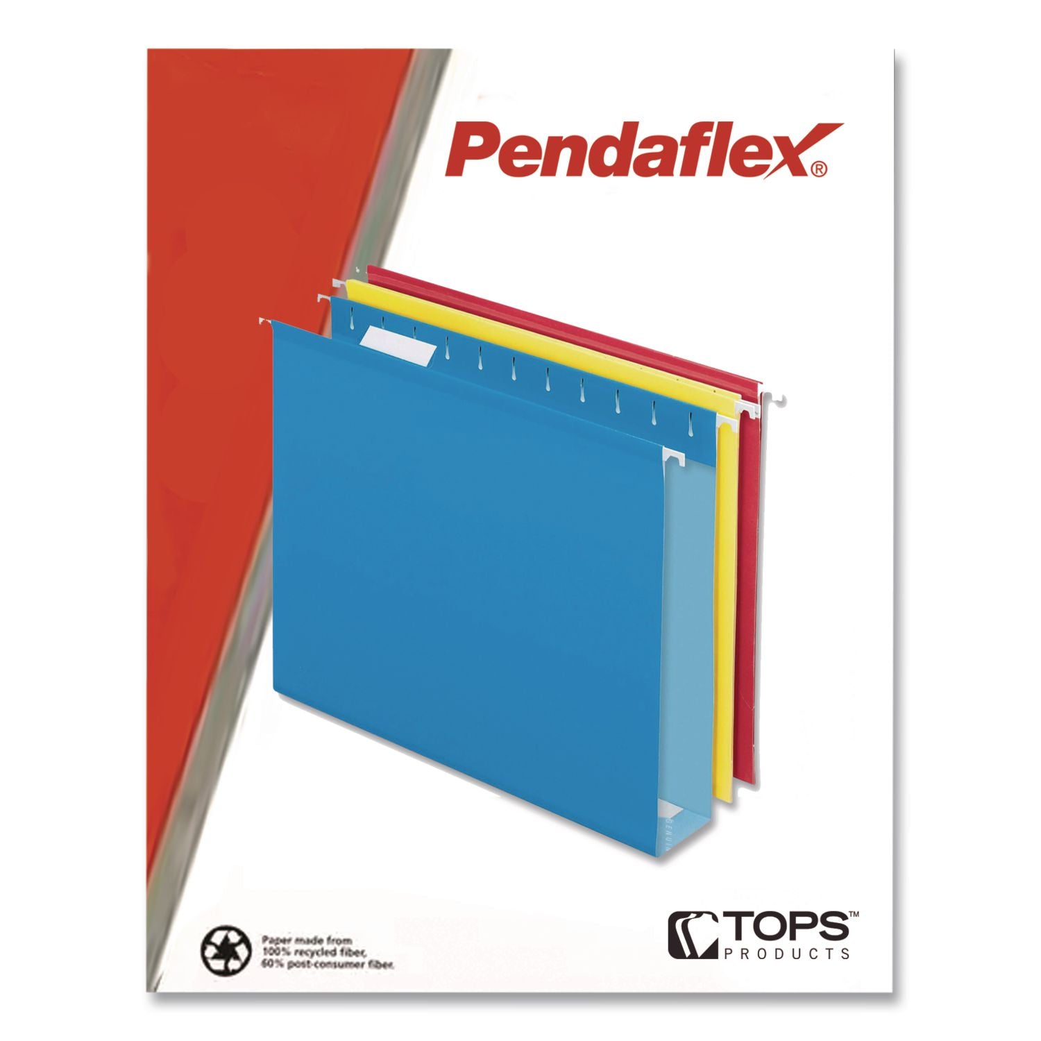 Colored Reinforced Hanging Folders, Letter Size, 1/5-Cut Tabs, Assorted Colors, 12/Box