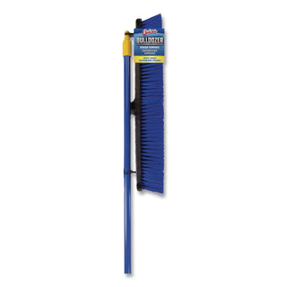 Bulldozer Rough Surface Pushbroom, 24 x 60, PET/Powder Coated Steel Handle, Blue/Black