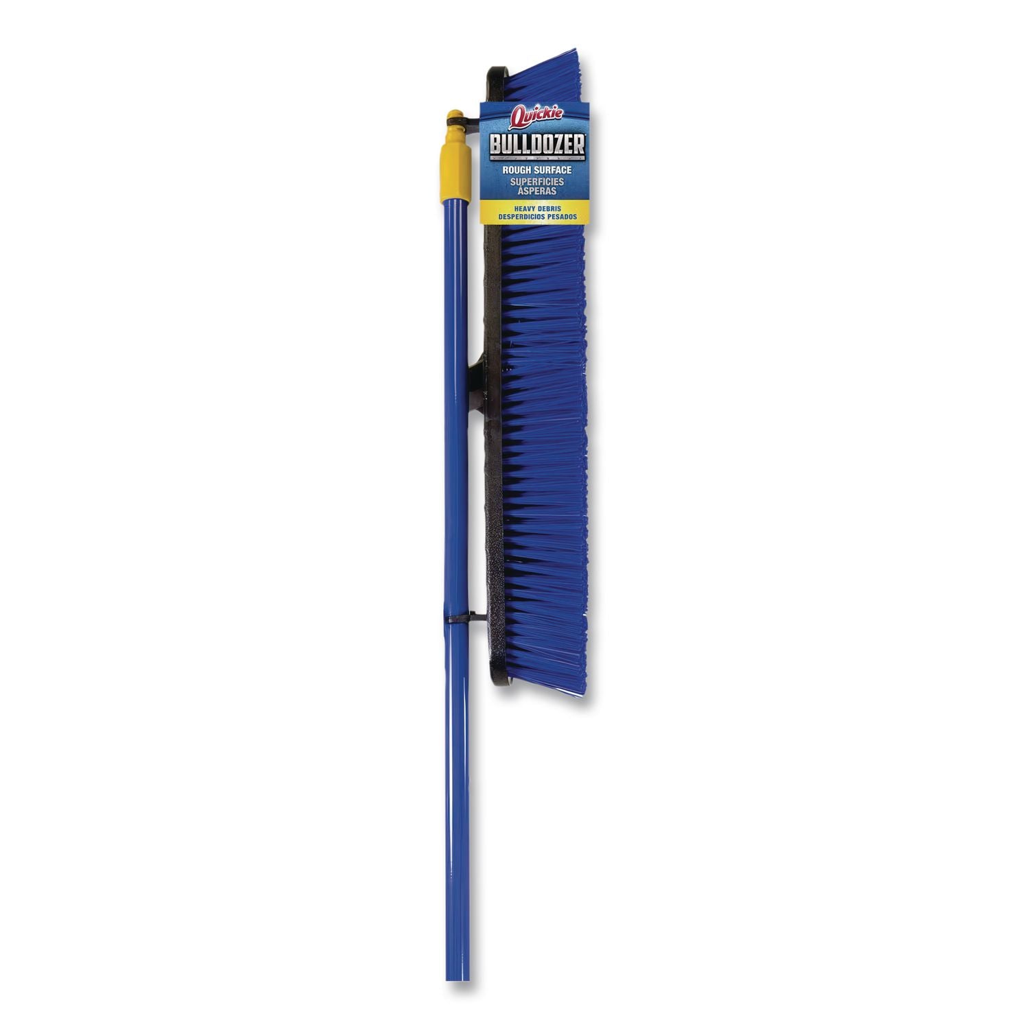 Bulldozer Rough Surface Pushbroom, 24 x 60, PET/Powder Coated Steel Handle, Blue/Black