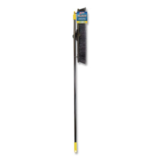 Bulldozer Smooth Surface Pushbroom with Scraper Block, 24 x 60, Powder Coated Handle, Tampico Bristles, Black/Yellow