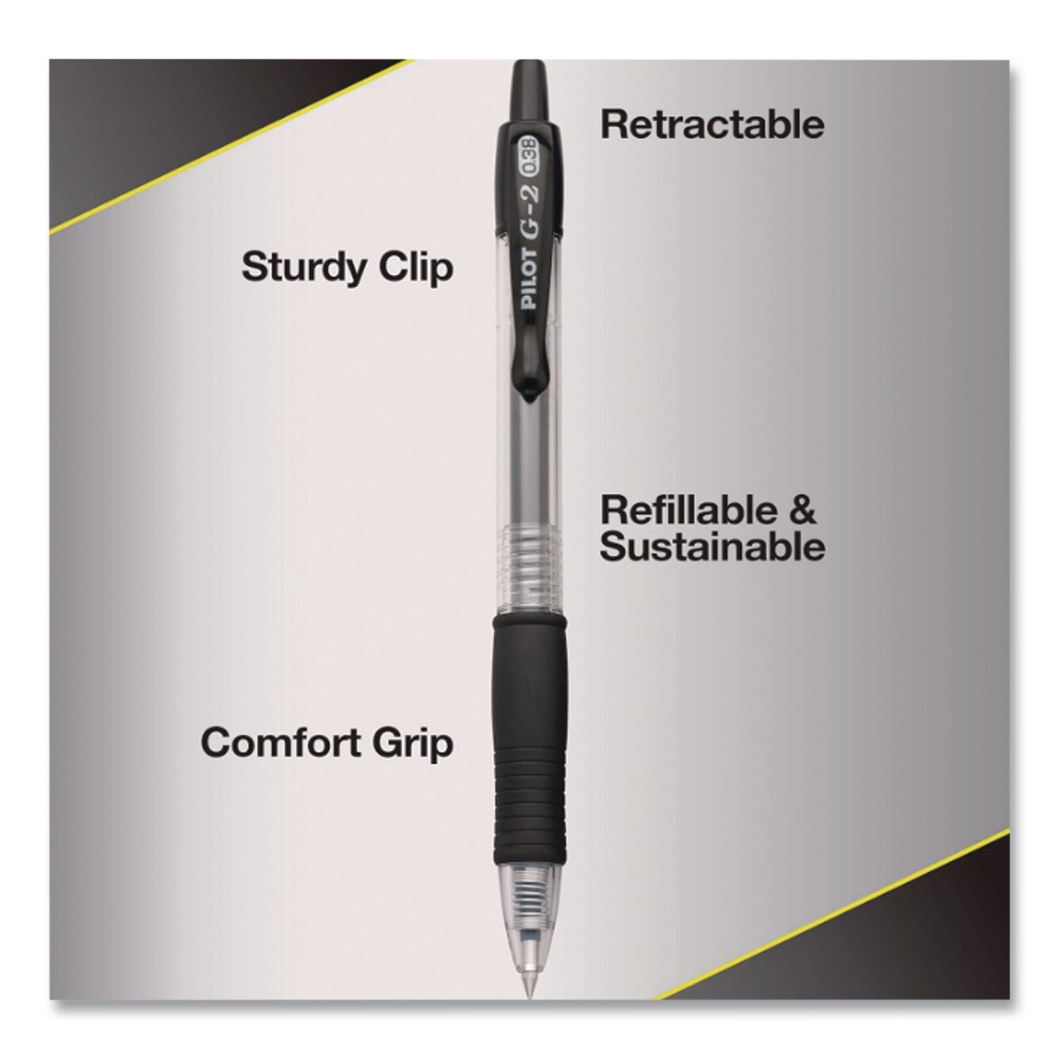 G2 Premium Gel Pen, Retractable, Extra-Fine 0.38 mm, Black Ink, Clear/Black Barrel, 5/Pack