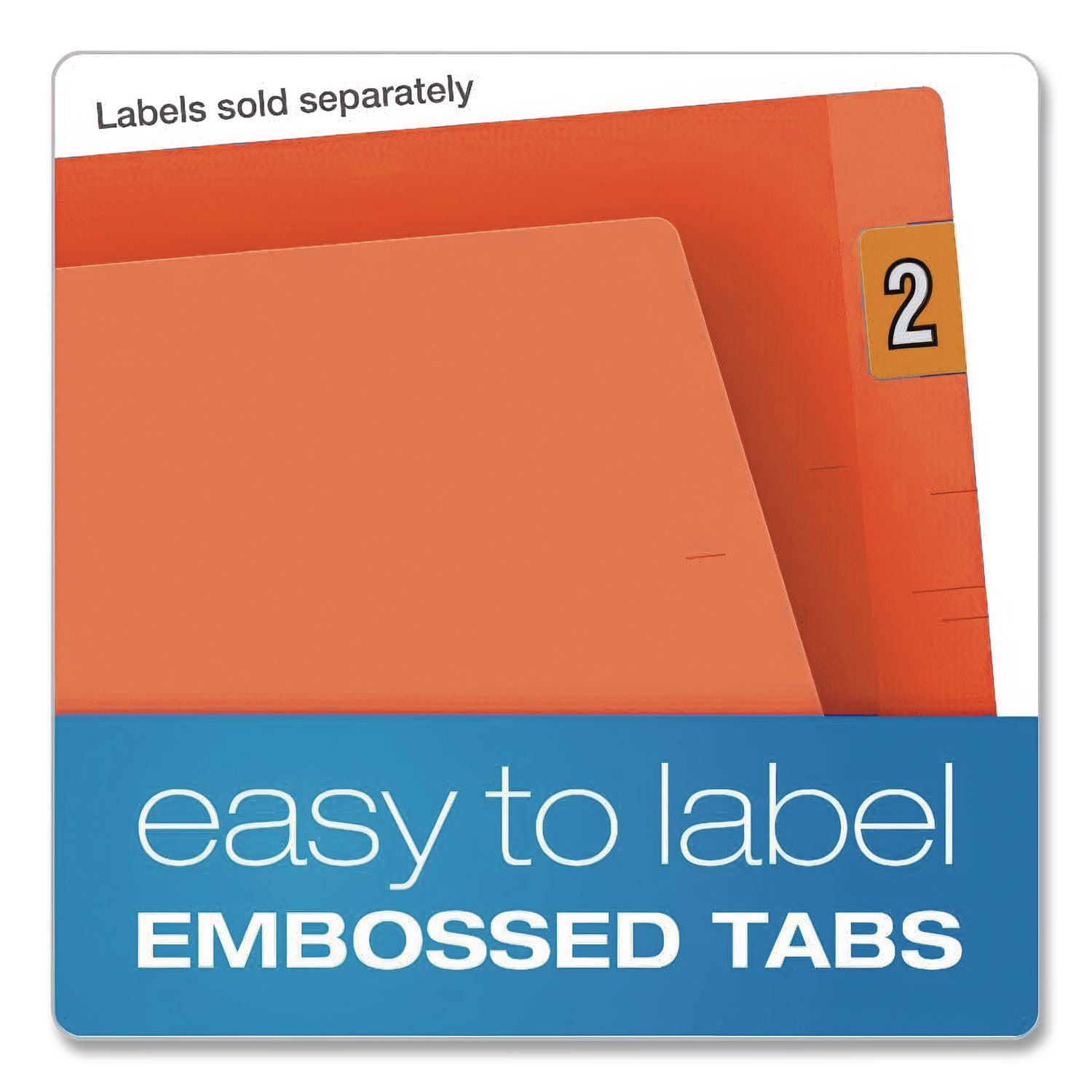 Colored End Tab Folders with Reinforced Double-Ply Straight Cut Tabs, Letter Size, 0.75" Expansion, Orange, 100/Box