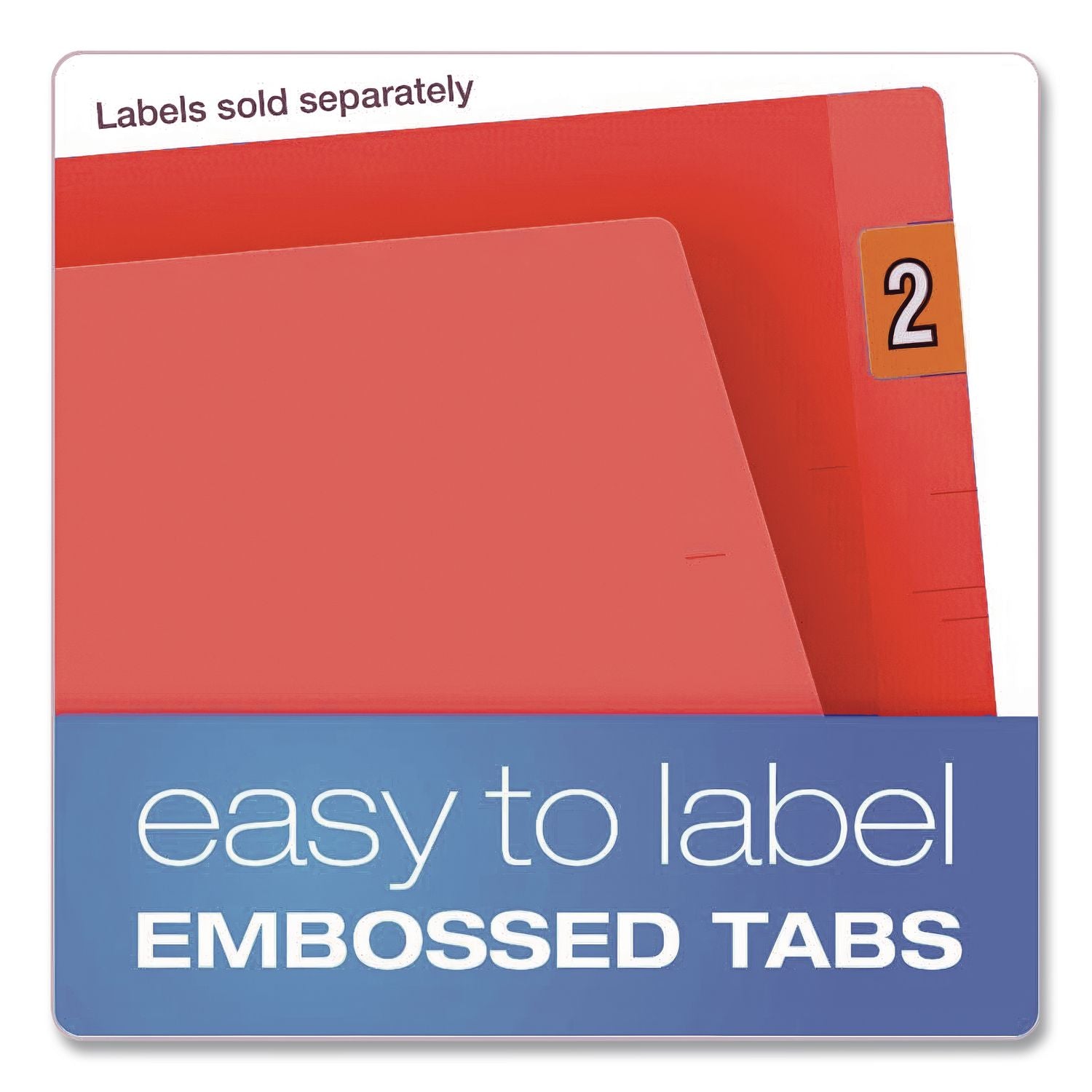 Colored End Tab Folders with Reinforced Double-Ply Straight Cut Tabs, Letter Size, 0.75" Expansion, Red, 100/Box
