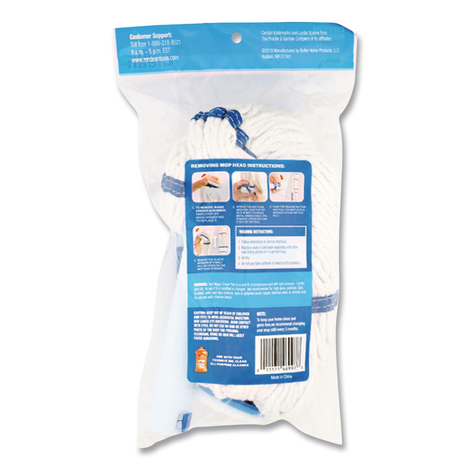 SuperMop with Magic Eraser Mop Refill, Cotton, Blue