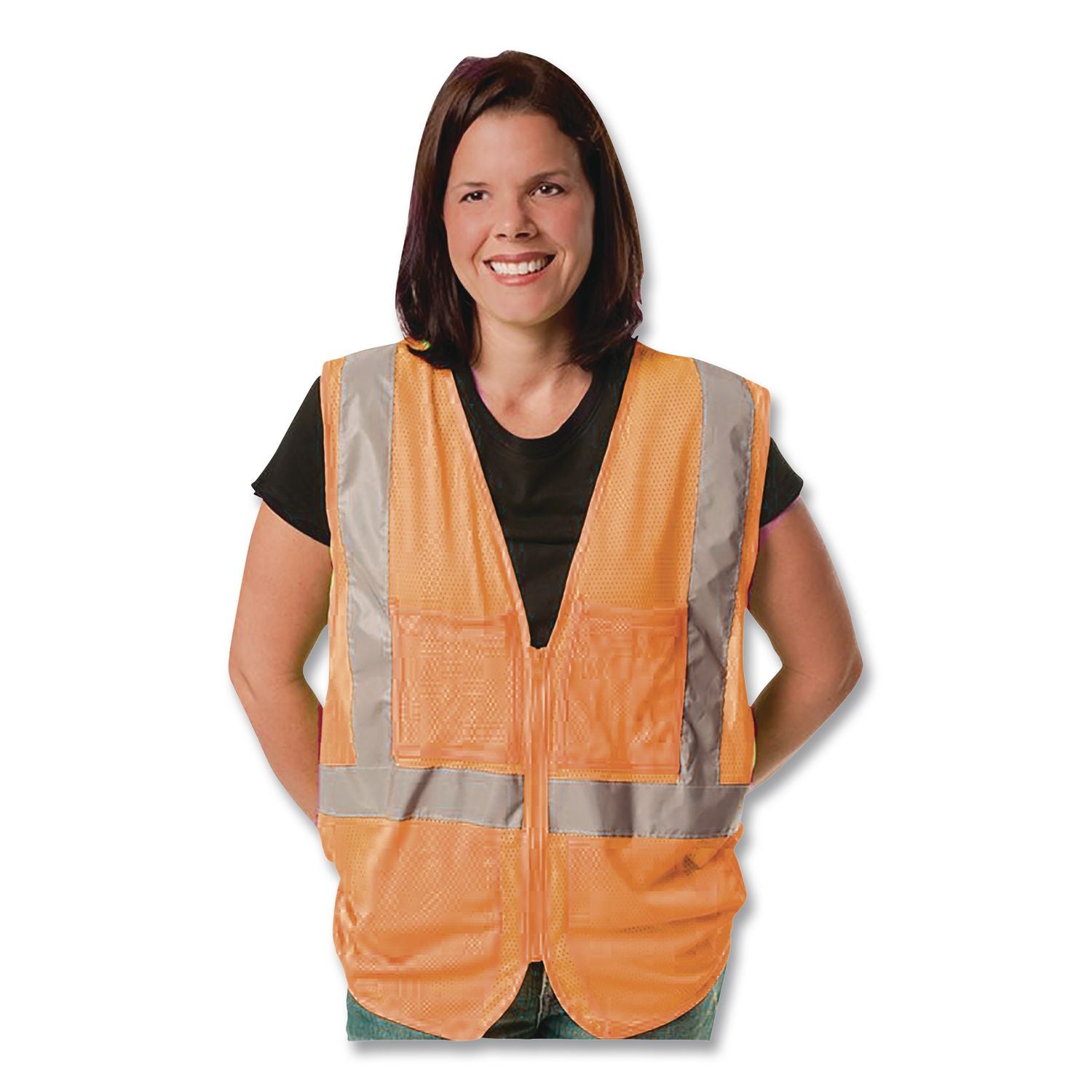 Zipper Safety Vest, Large, Hi-Viz Orange