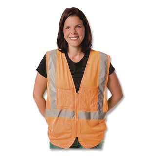 Zipper Safety Vest, Large, Hi-Viz Orange