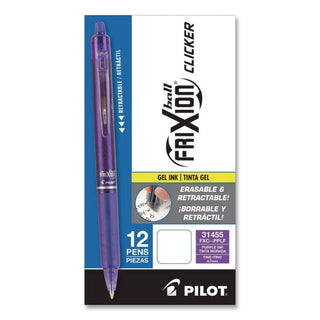 FriXion Clicker Erasable Gel Pen, Retractable, Fine 0.7 mm, Purple Ink, Purple Barrel, Dozen