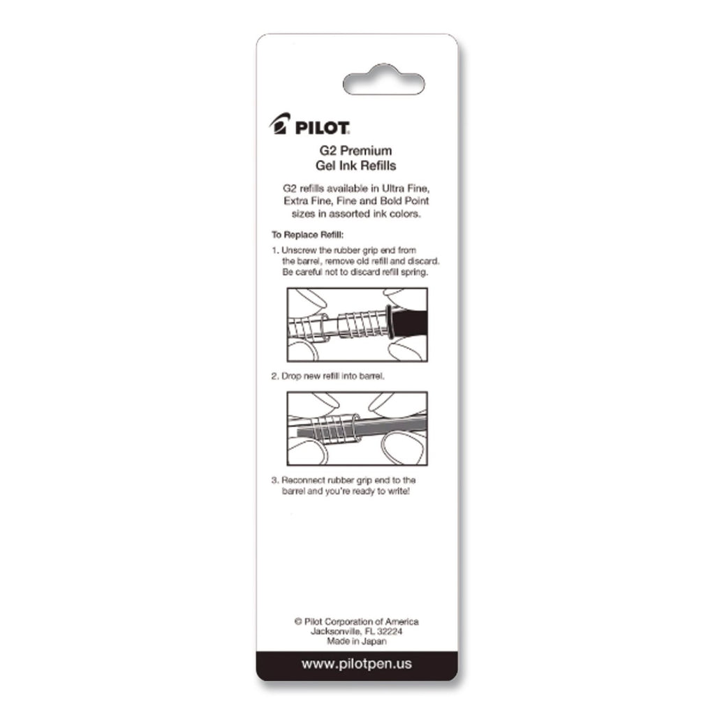 Refill for Pilot G2 Gel Ink Pens, Ultra-Fine Conical Tip, Black Ink, 2/Pack