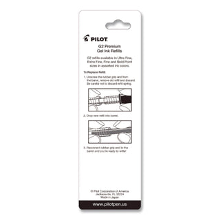 Refill for Pilot G2 Gel Ink Pens, Ultra-Fine Conical Tip, Black Ink, 2/Pack