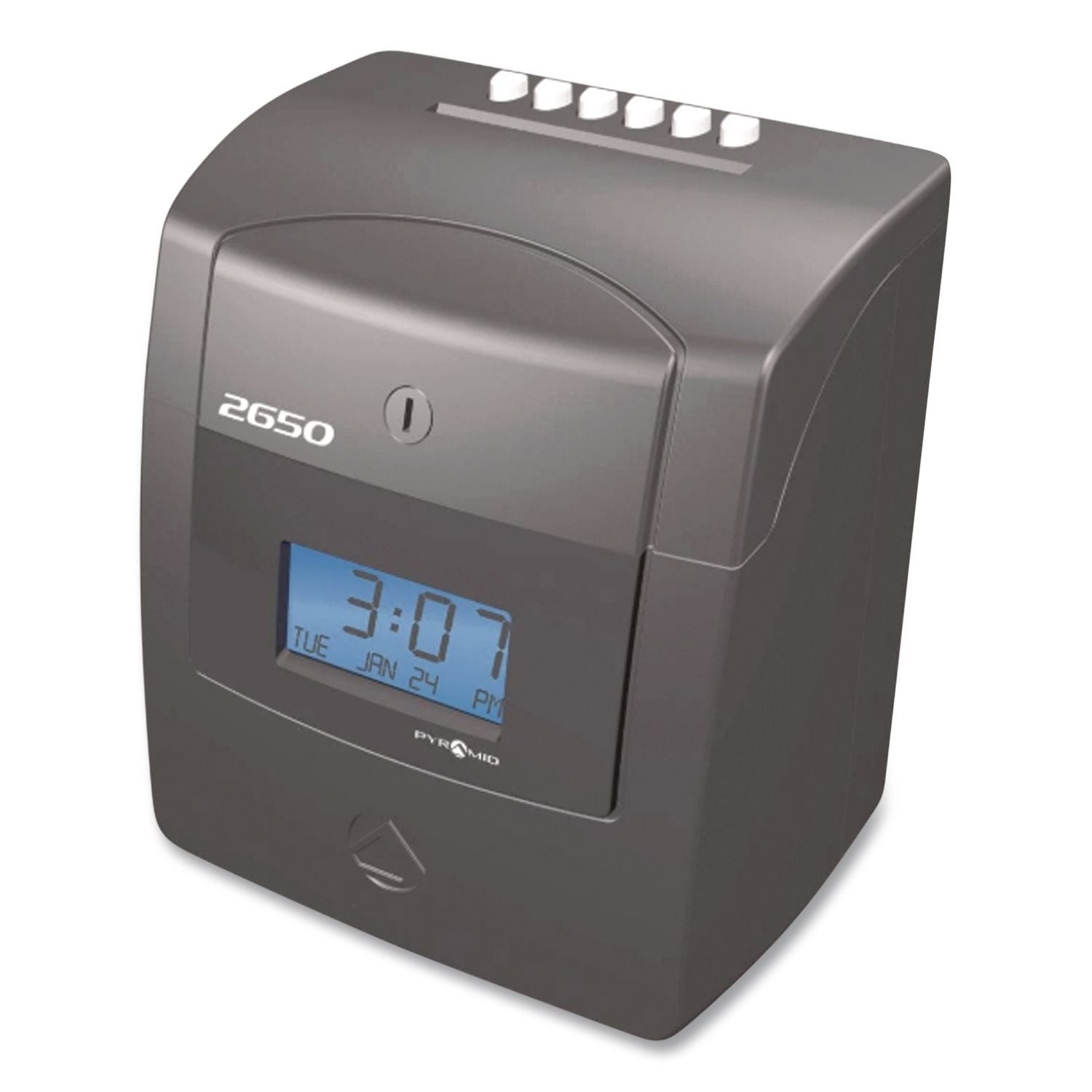 2650 Pro Auto Aligning Time Clock, LCD Display, Charcoal