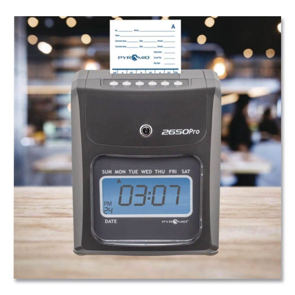 2650 Pro Auto Aligning Time Clock, LCD Display, Charcoal