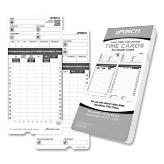 Time Clock Cards for uPunch HN4000, Two Sides, 7.37 x 3.37, 50/Pack
