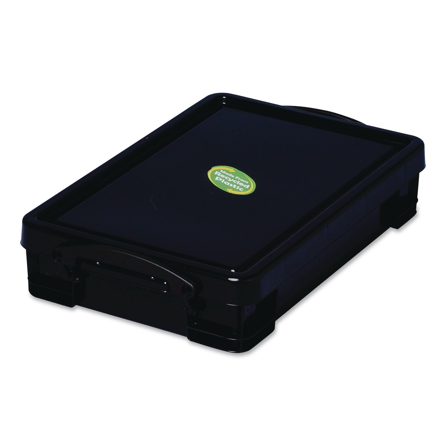 4.23 Qt. Latch Lid Storage Tote, 15.55" x 10.04" x 3.46", Solid Black
