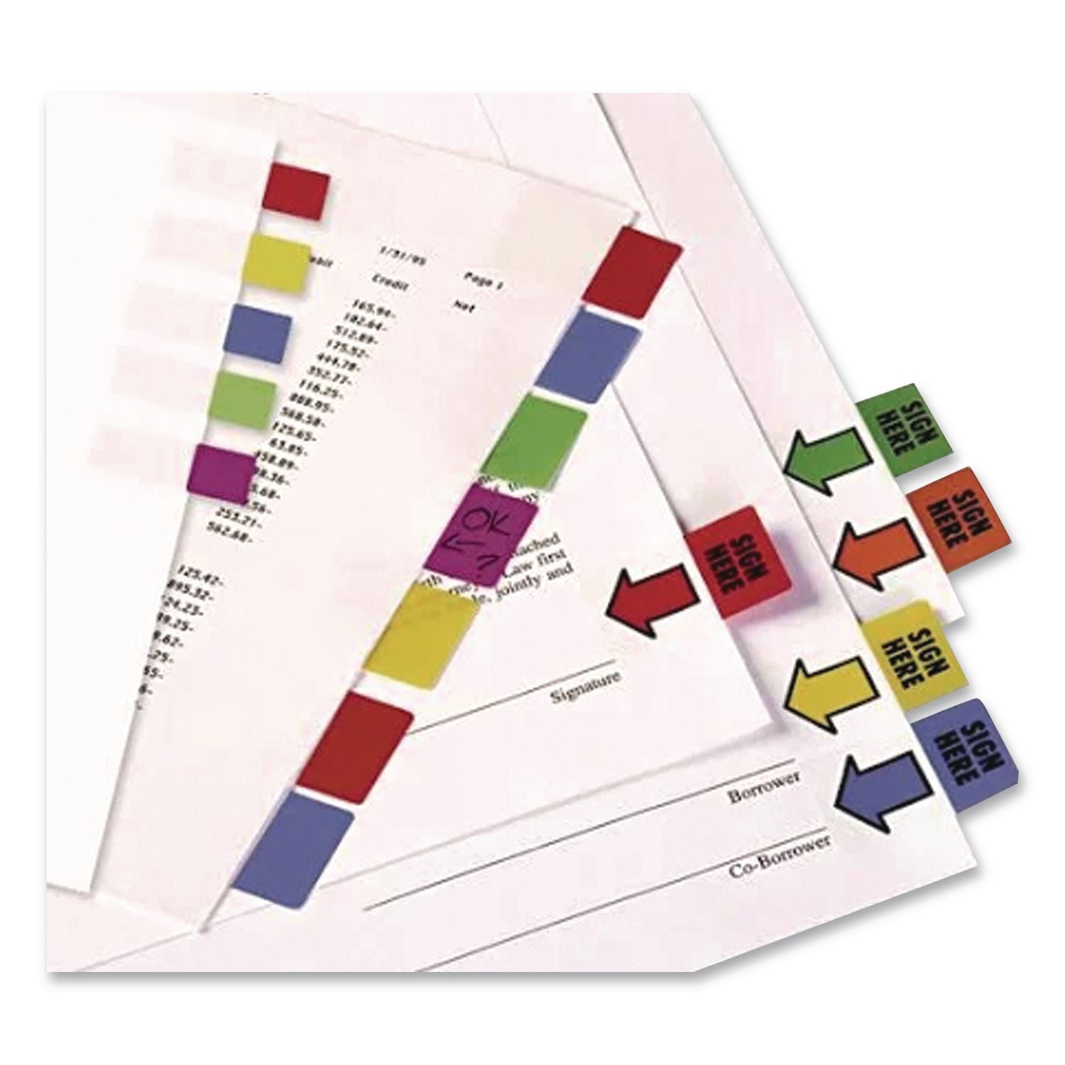 Removable Sign Here Flags, Assorted Colors, 100/Pack