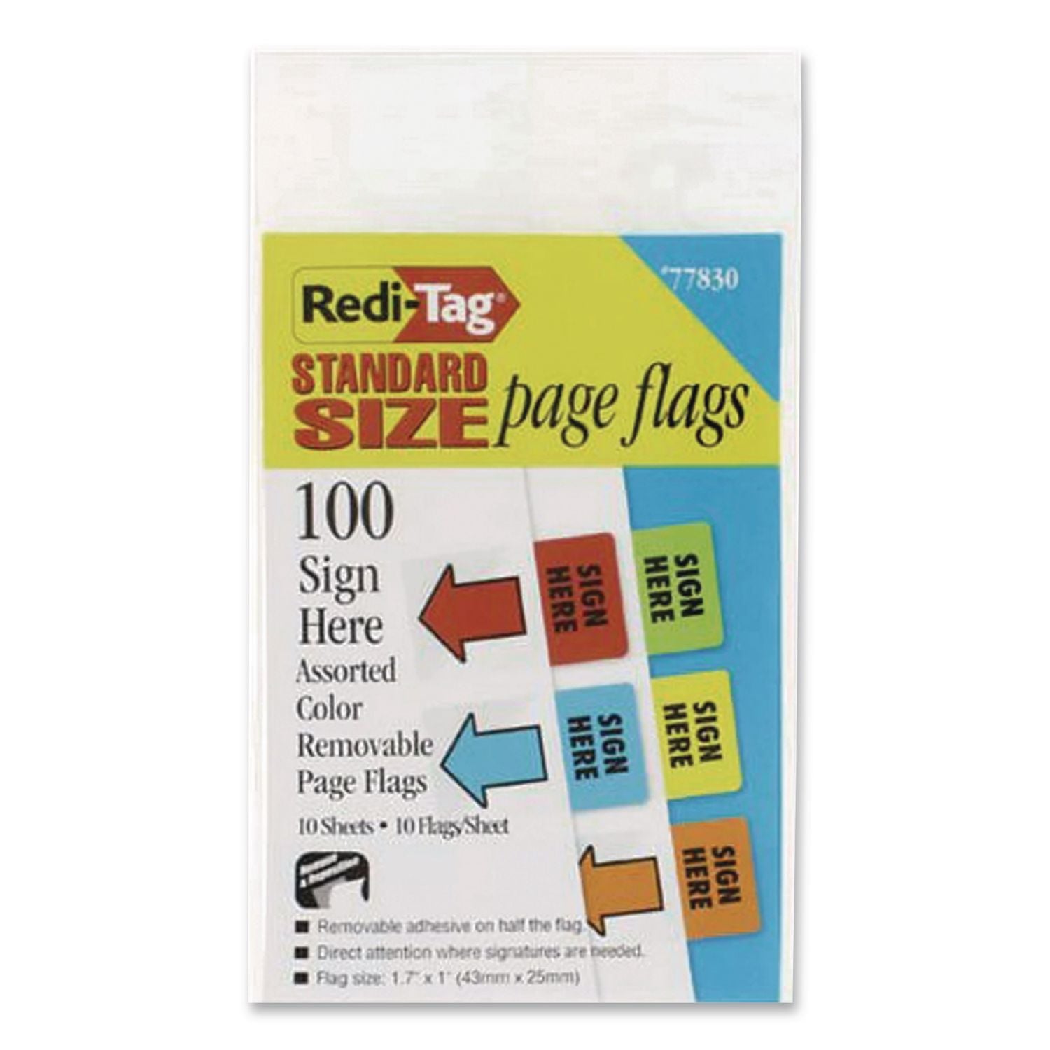 Removable Sign Here Flags, Assorted Colors, 100/Pack