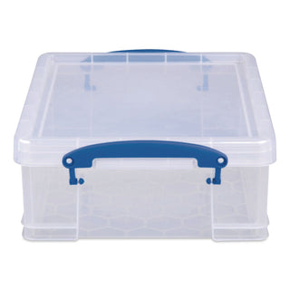 Snap-Lid Storage Bin, 2.14 gal, 11" x 14" x 5", Clear/Blue