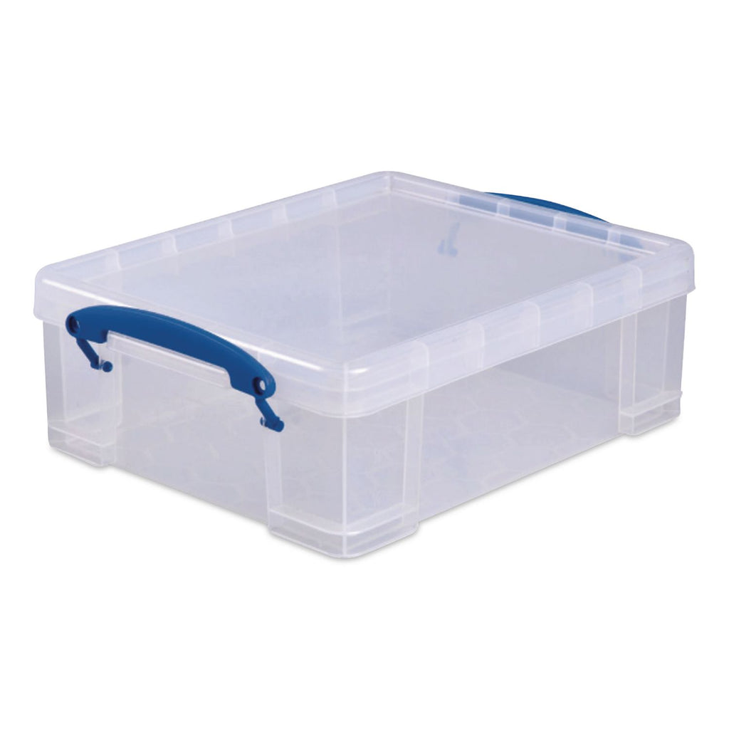 Snap-Lid Storage Bin, 2.14 gal, 11" x 14" x 5", Clear/Blue