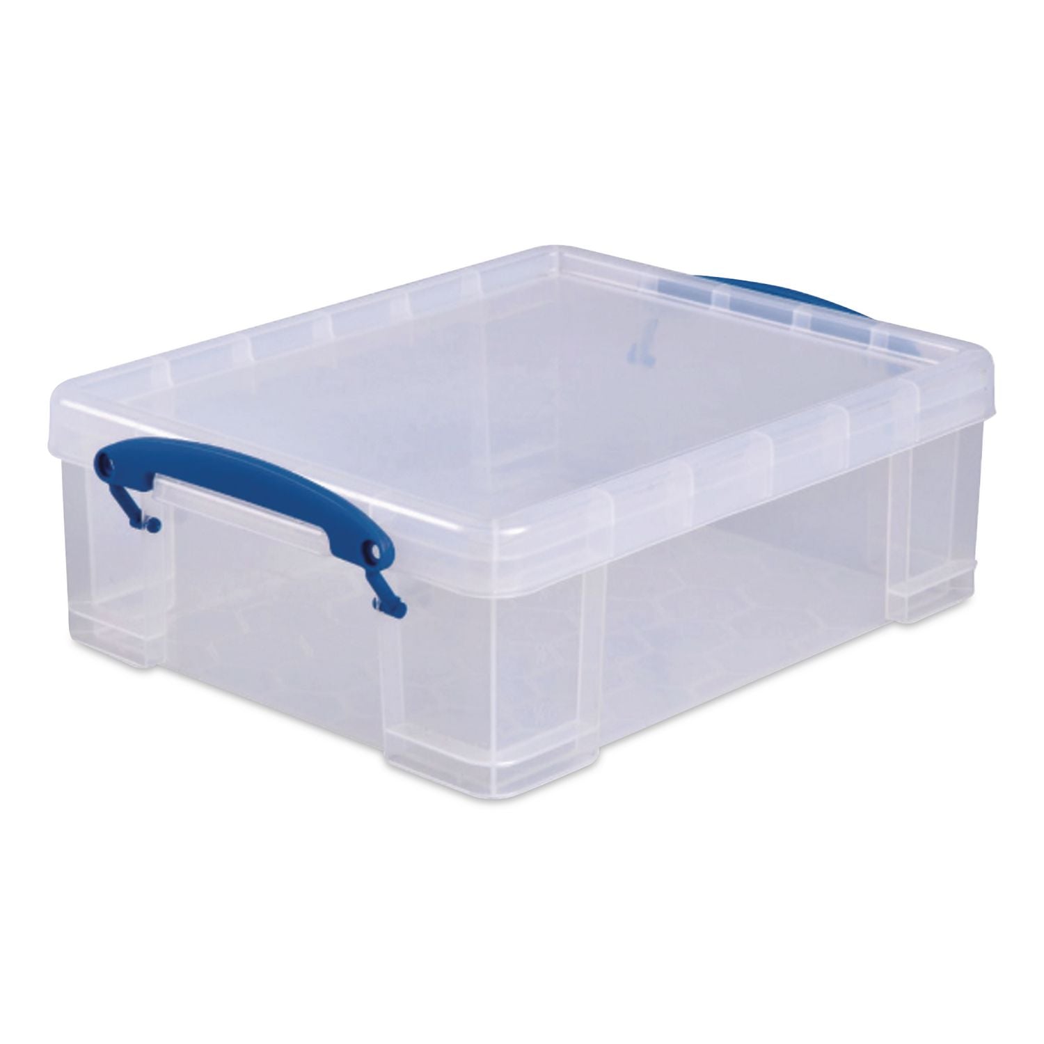 Snap-Lid Storage Bin, 2.14 gal, 11" x 14" x 5", Clear/Blue