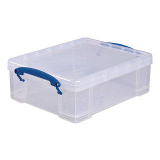 Snap-Lid Storage Bin, 2.14 gal, 11" x 14" x 5", Clear/Blue