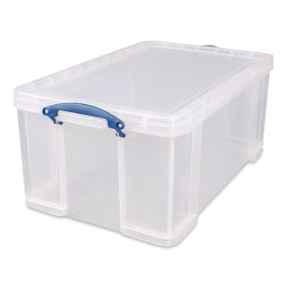 Snap-Lid Storage Bin, 16.9 gal, 17.31" x 28" x 12.25", Clear/Blue