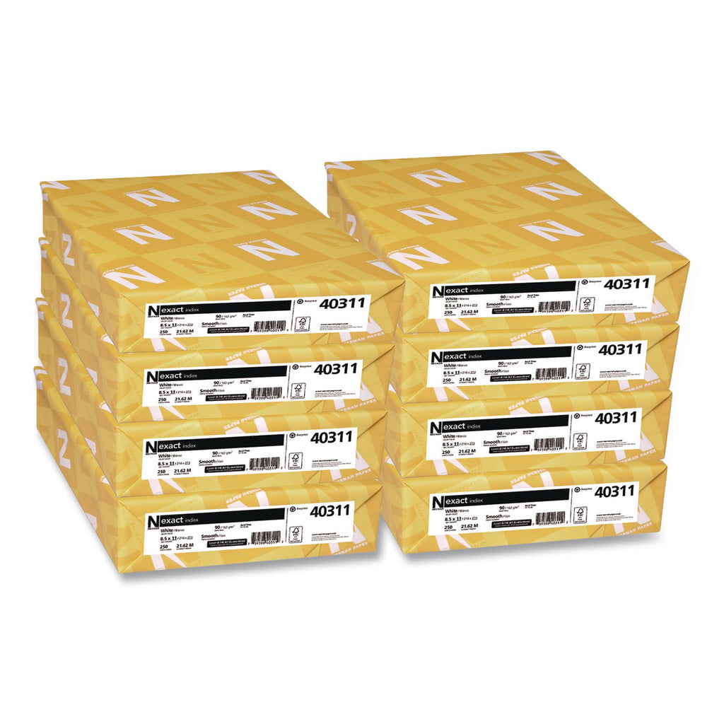 Exact Index Paper - 94 Brightness - 8 1/2" x 11" - 90 lb Basis Weight - Smooth - 4 / Carton - Durable, Acid-free - White