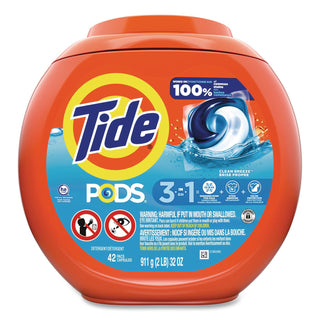 PODS Laundry Detergent, Clean Breeze, 36 oz Tub, 42 Pacs/Tub