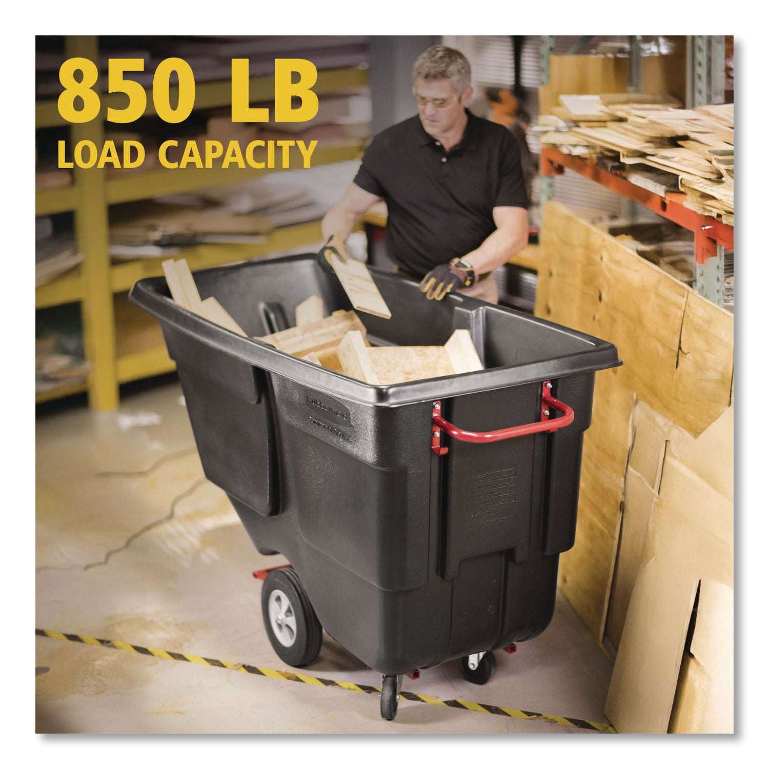 Rotomolded Tilt Truck, 202 gal, 850 lb Capacity, Plastic, Black