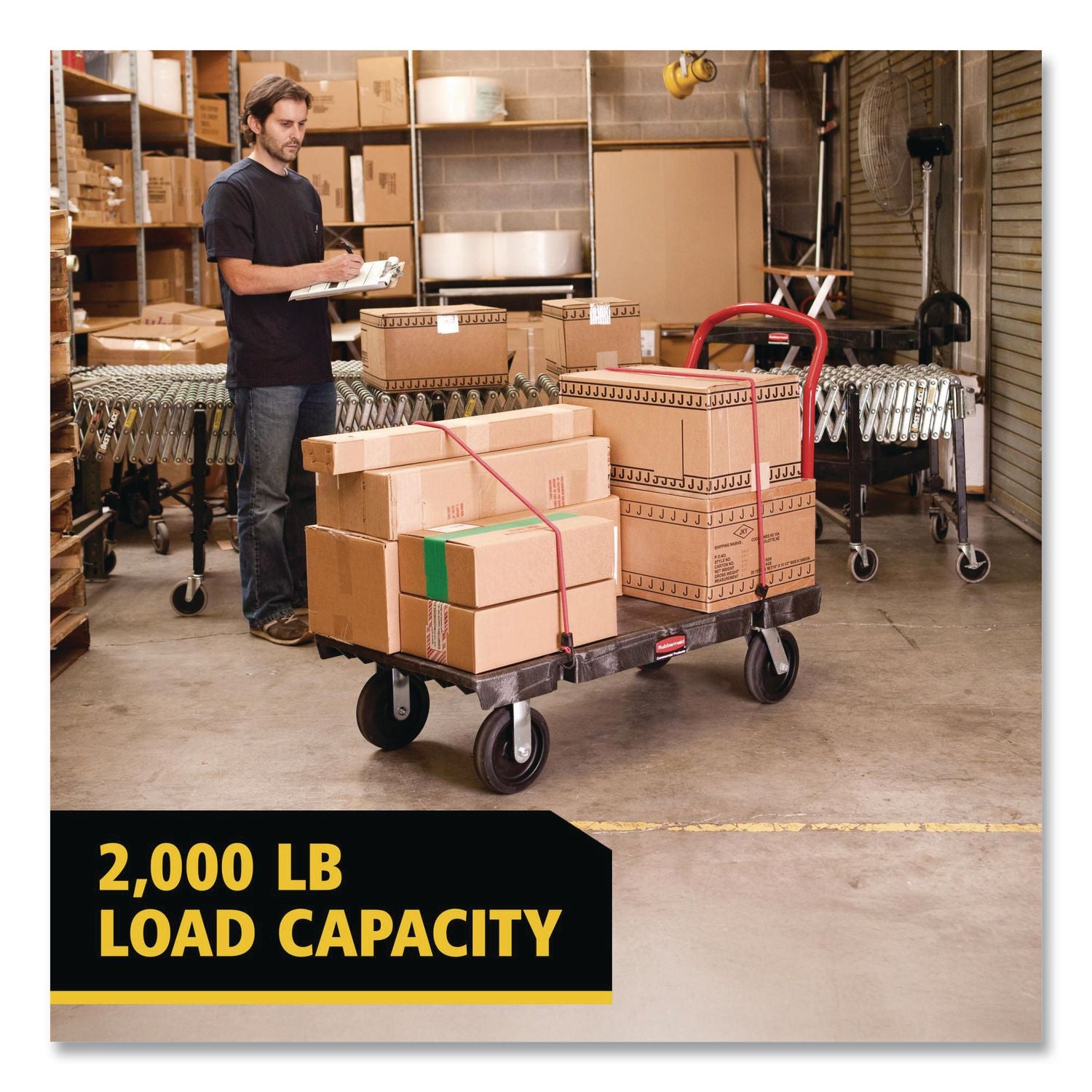Heavy-Duty Platform Truck Cart, 2,000 lb Capacity, 24 x 48 Platform, Black