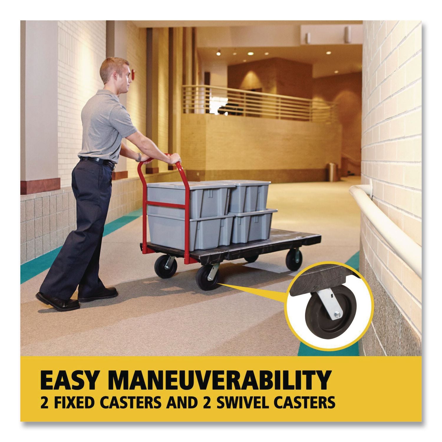 Heavy-Duty Platform Truck Cart, 2,000 lb Capacity, 24 x 48 Platform, Black