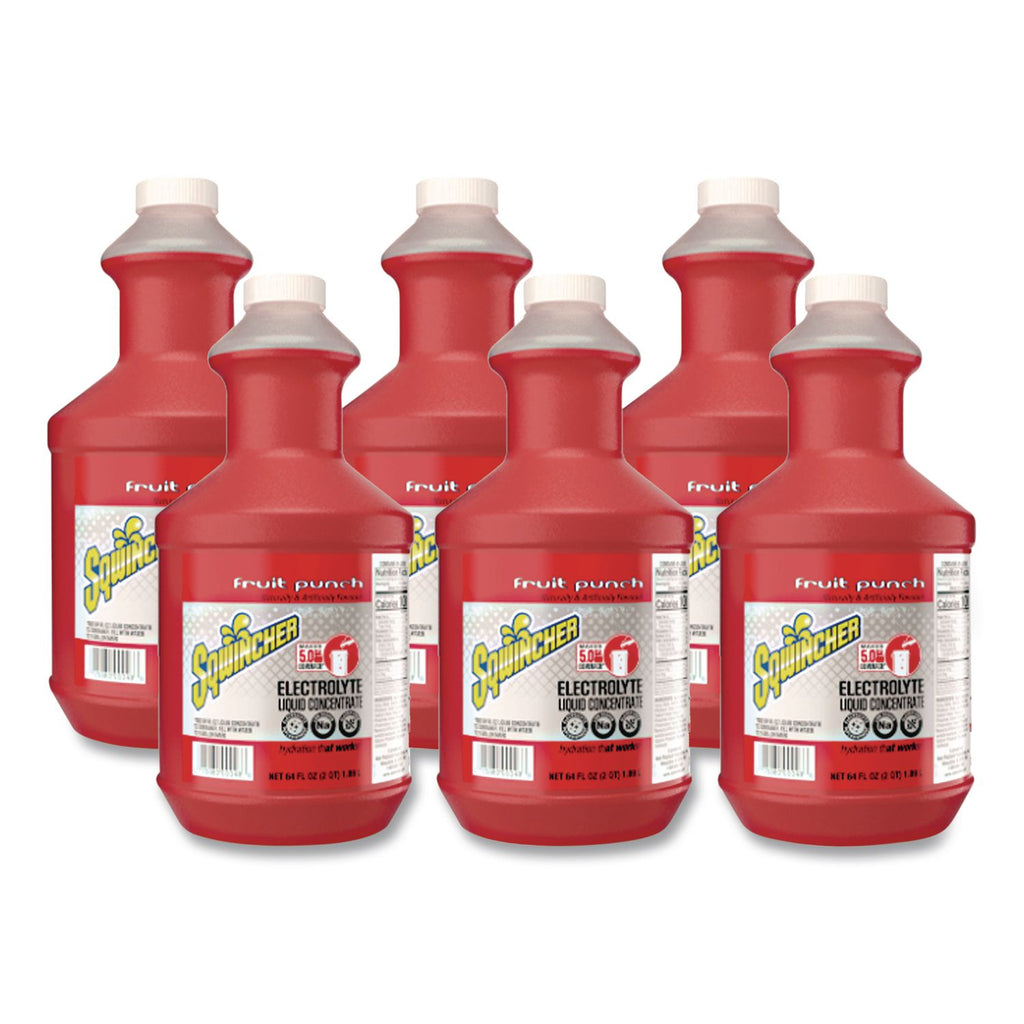 Liquid Concentrate Electrolyte Drink, Fruit Punch, 64oz Bottles, 6/Carton