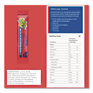 Sugar-Free Qwik Stik Energy Drink Mix, Fruit Punch, 1.26 oz Packet, 50/Pack