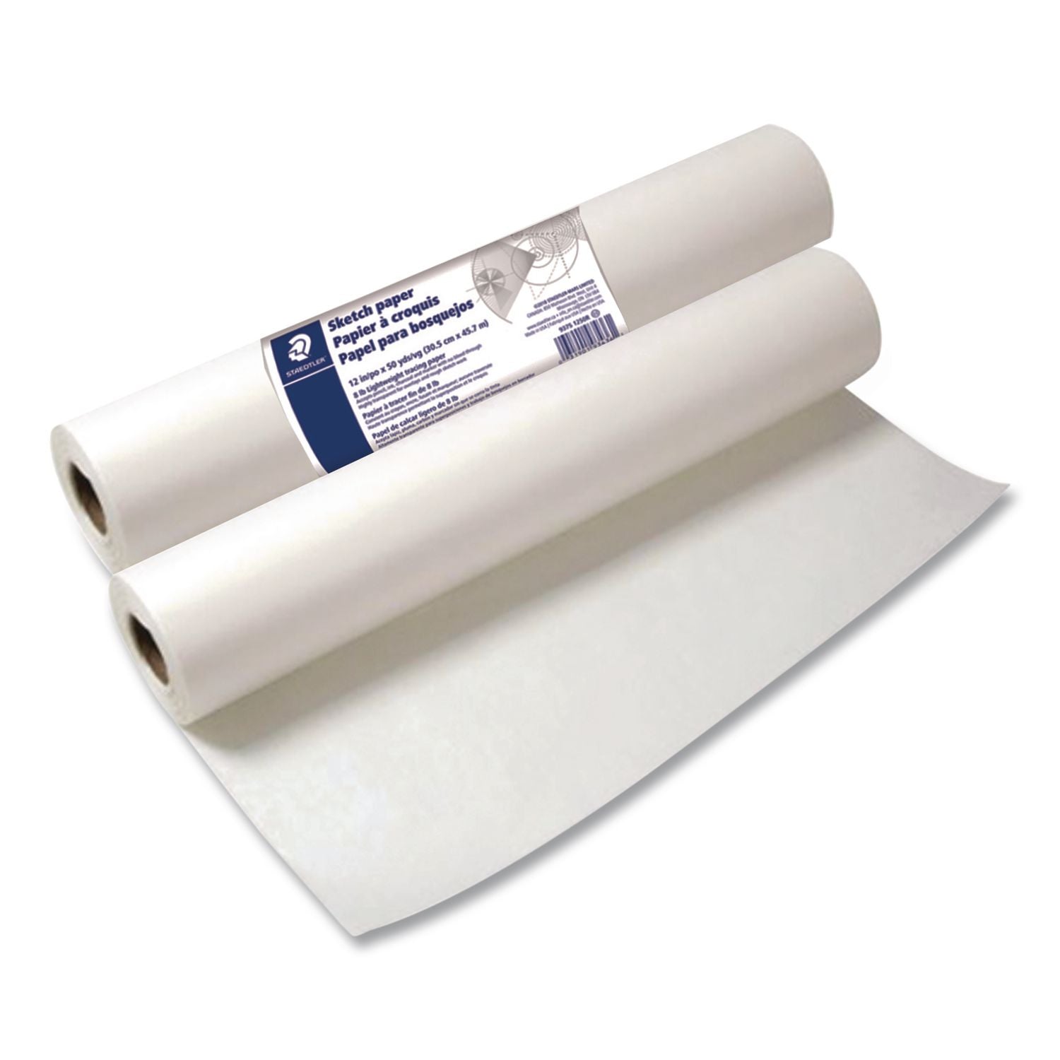 Transparent Sketch Paper Roll, 8 lb Bond Weight, 12" x 50 yd, White