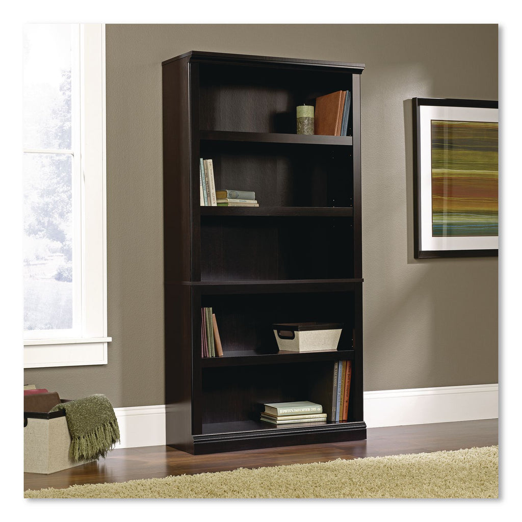Select Collection Bookcase, Five-Shelf, 35.27w x 13.22d x 69.76h, Estate Black