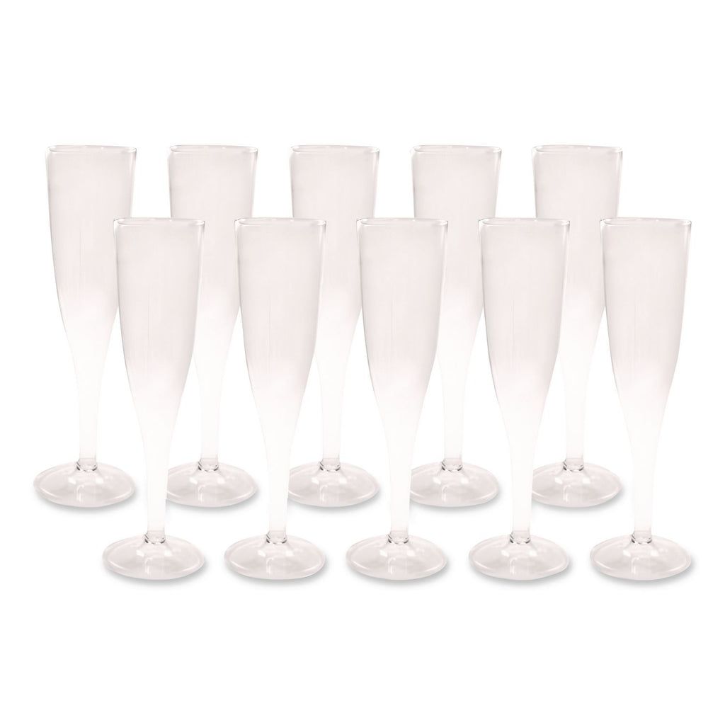 Plastic Champagne Glasses, 5 oz, Clear, 10/Pack