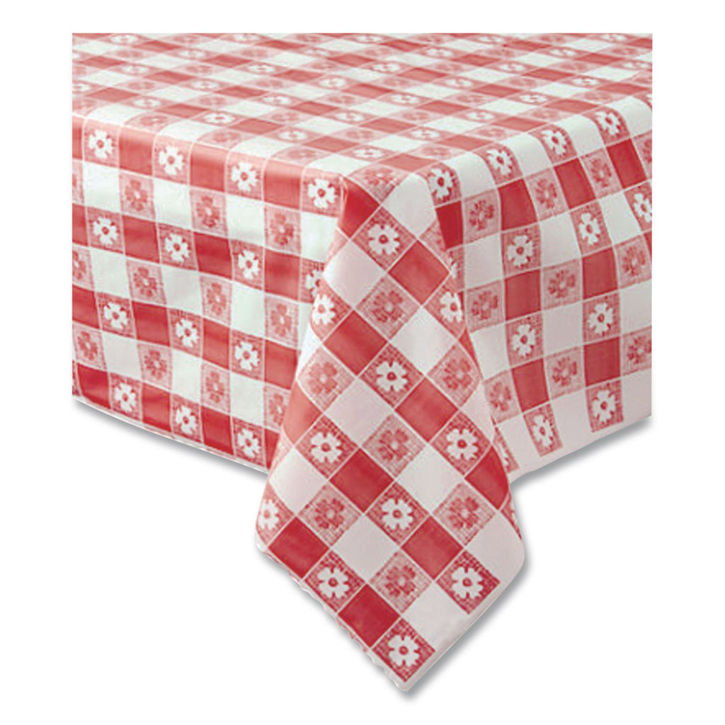 Table Set Rectangular Table Covers, Heavyweight Plastic, 54" x 108", Plaid Red/White, 6/Pack