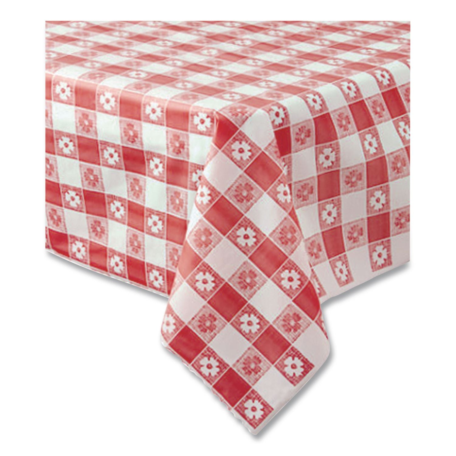 Table Set Rectangular Table Covers, Heavyweight Plastic, 54" x 108", Plaid Red/White, 6/Pack