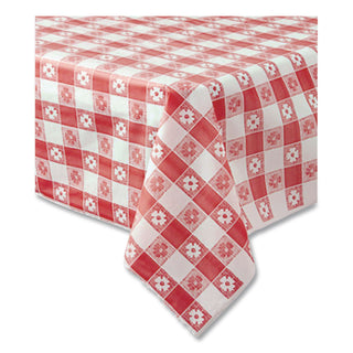 Table Set Rectangular Table Covers, Heavyweight Plastic, 54" x 108", Plaid Red/White, 6/Pack