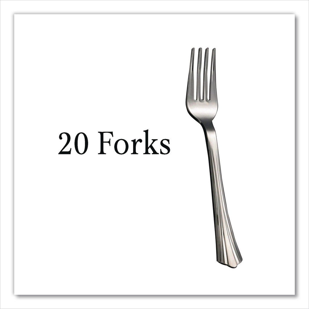 Sterling Assorted Plastic Cutlery, Mediumweight, Silver, 20 Forks, 15 Knives, 15 Spoons/Pack