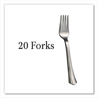 Sterling Assorted Plastic Cutlery, Mediumweight, Silver, 20 Forks, 15 Knives, 15 Spoons/Pack